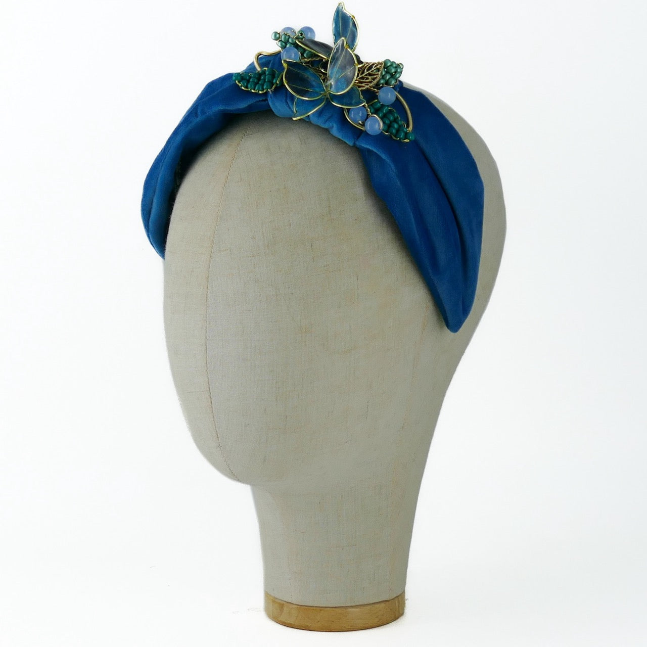 Cerchietto Liberty Vivien in Velluto Azzurro Intenso Vol.2