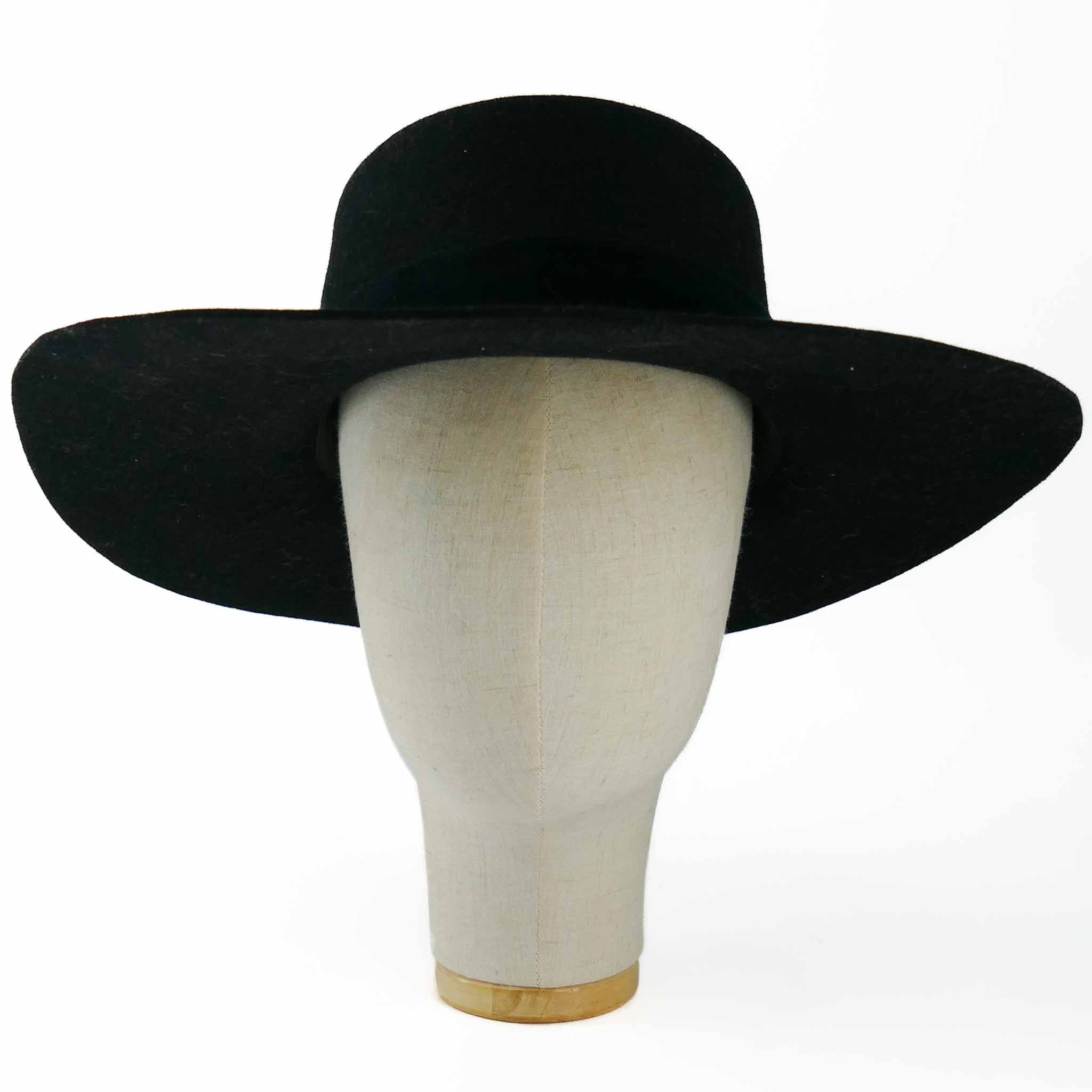 Cappello in Lapin a Falda Larga Nero