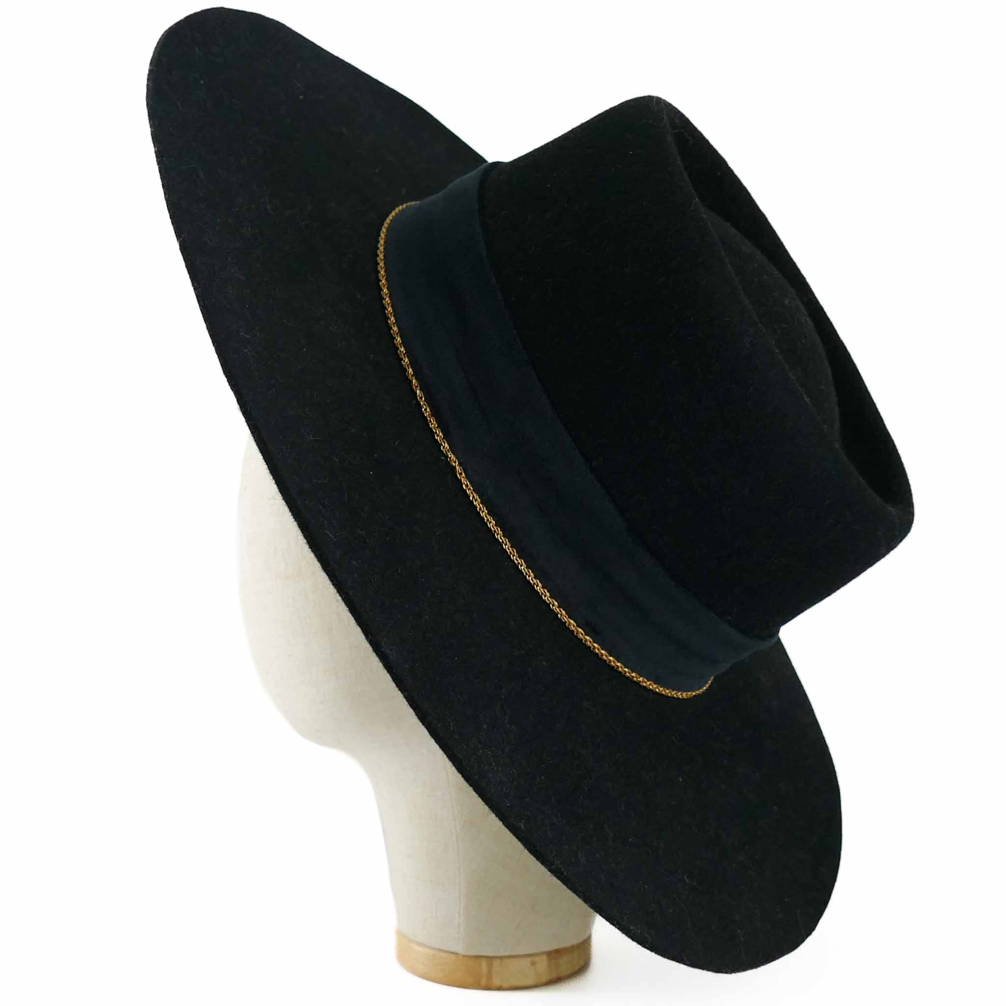 Cappello in Lapin a Falda Larga Nero