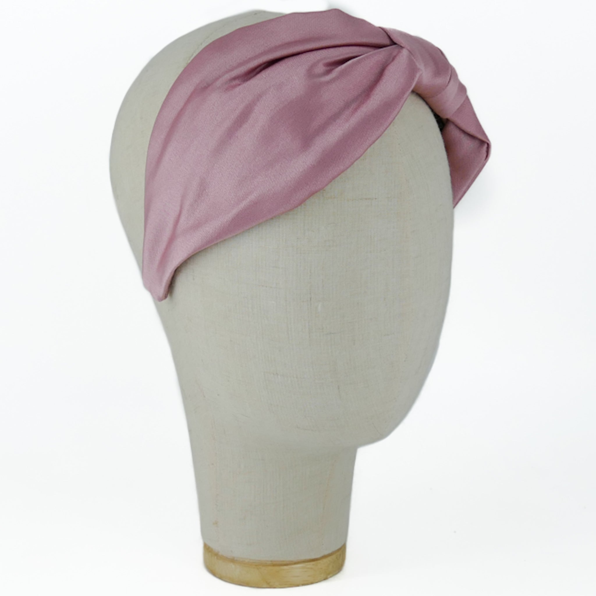 Serre-tête Vivien en satin rose pastel