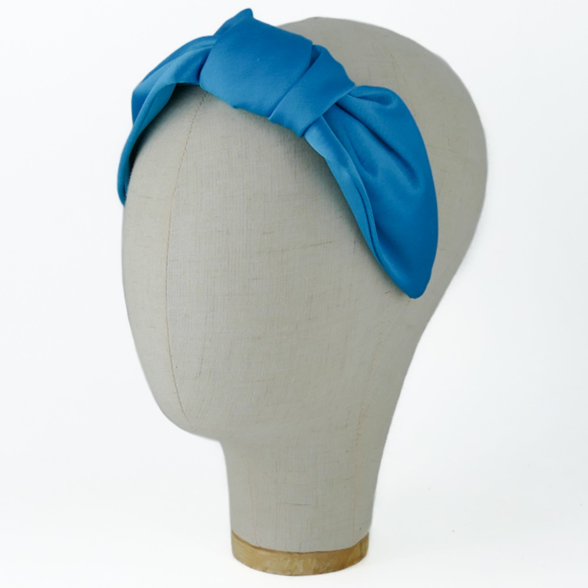 Serre-tête Vivien en satin bleu foncé