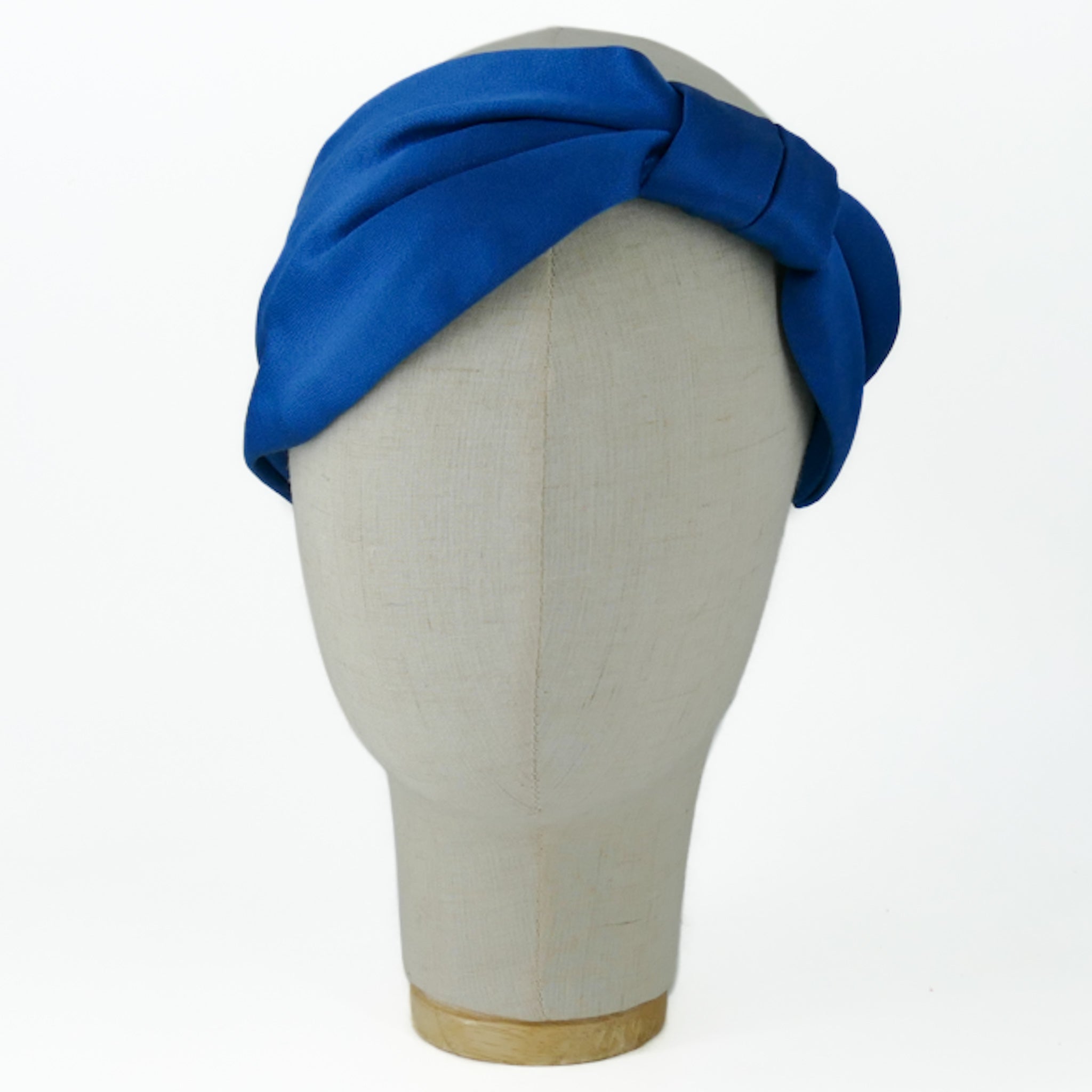 Serre-tête Vivien en satin bleu denim