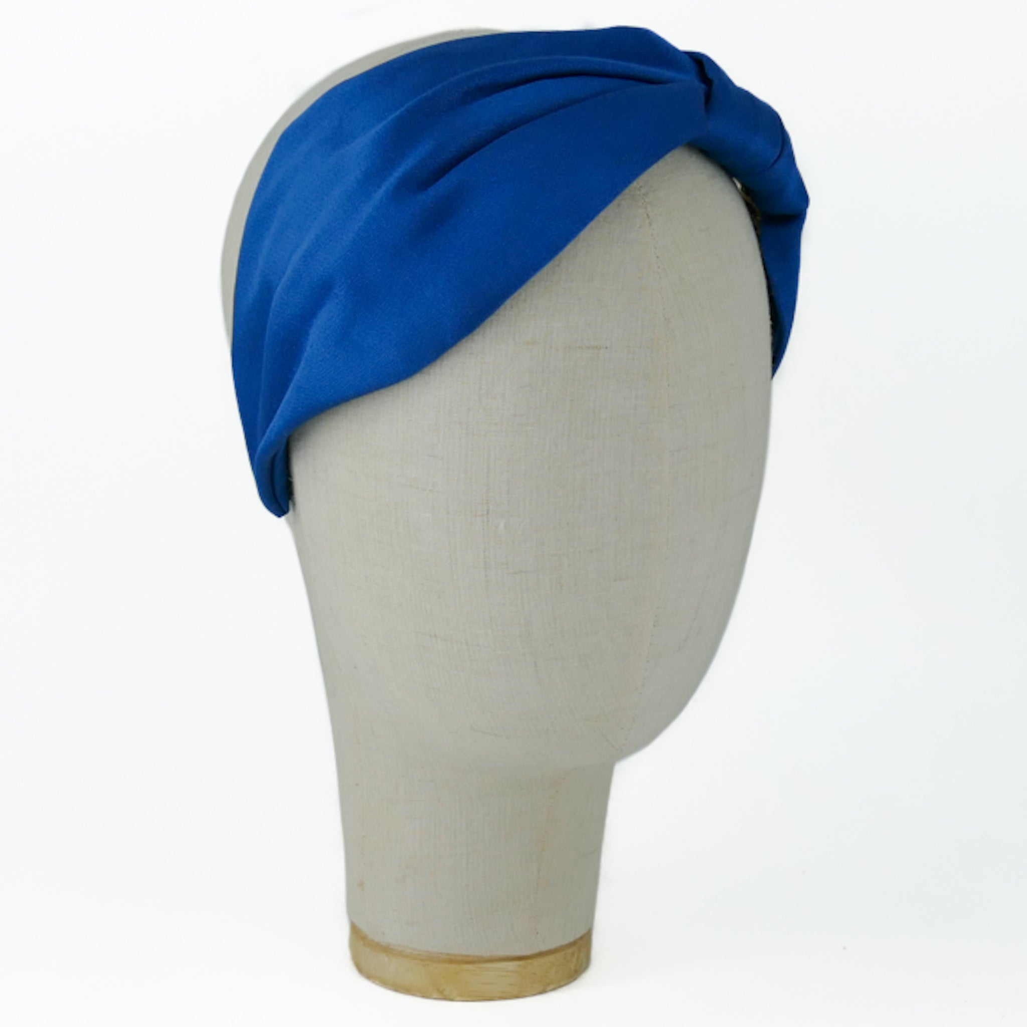 Serre-tête Vivien en satin bleu denim