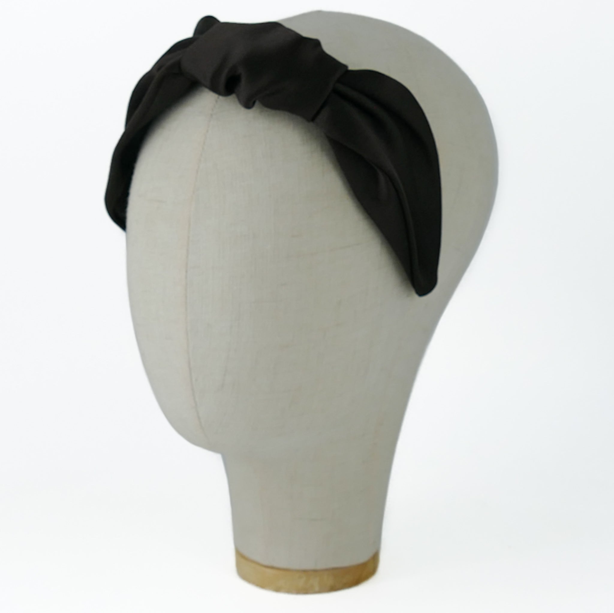 Serre-tête Vivien en satin marron foncé