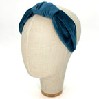 Vivien Headband in Teal Blue Velvet