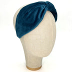 Vivien Headband in Teal Blue Velvet