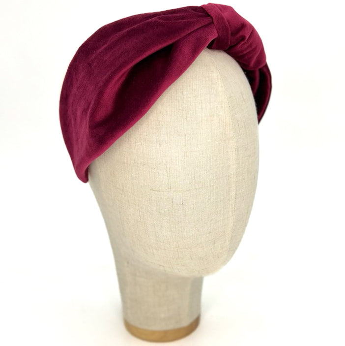 Serre-tête Vivien en velours bordeaux