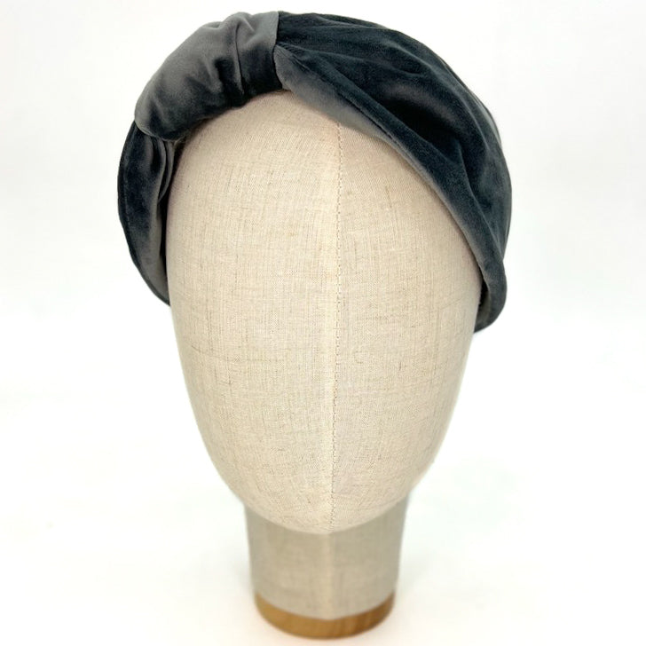 Vivien Headband in Medium Grey Velvet