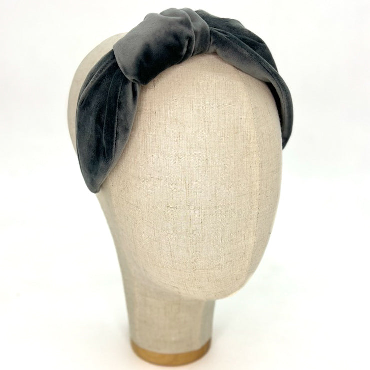 Vivien Headband in Medium Grey Velvet
