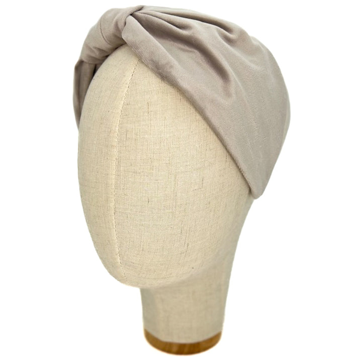 Vivien Headband in Pearl Grey Velvet