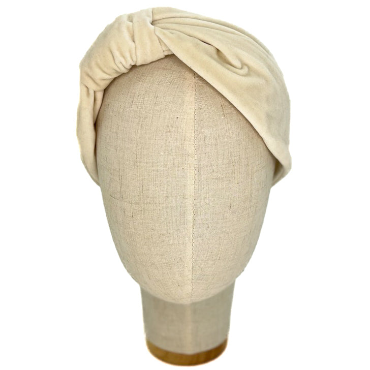 Serre-tête en velours crème Vivien