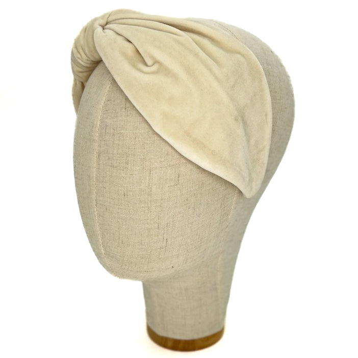 Serre-tête en velours crème Vivien