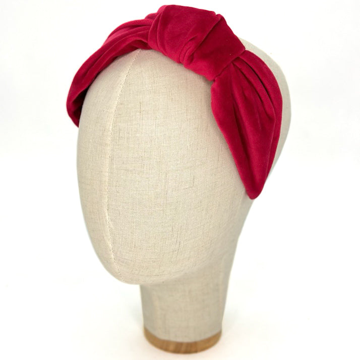 Serre-tête Vivien en velours rouge feu