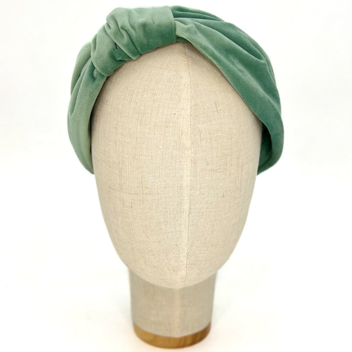 Vivien Headband in Aquamarine Velvet