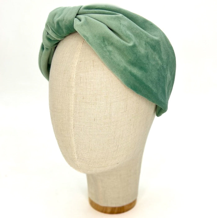 Vivien Headband in Aquamarine Velvet