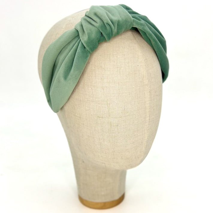 Vivien Headband in Aquamarine Velvet