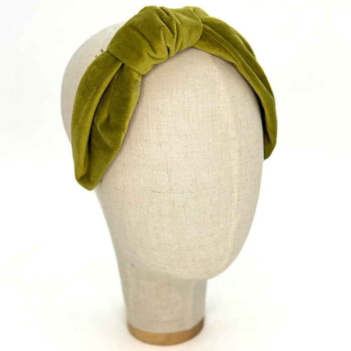 Vivien Headband in Olive Green Velvet