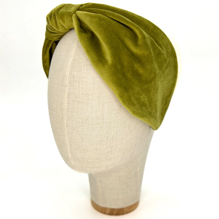 Vivien Headband in Olive Green Velvet