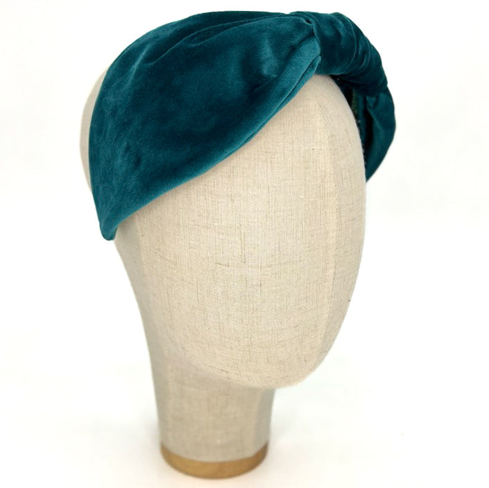 Vivien Headband in Peacock Green Velvet