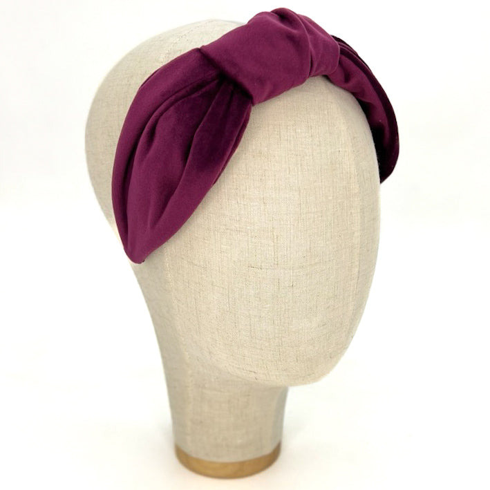 Vivien Headband in Eggplant Purple Velvet