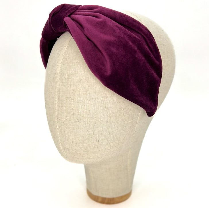 Vivien Headband in Eggplant Purple Velvet